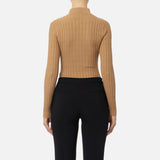 Maglia in viscosa a coste con bottoniera MK62S46E2 032 ELISABETTA FRANCHI Camel 