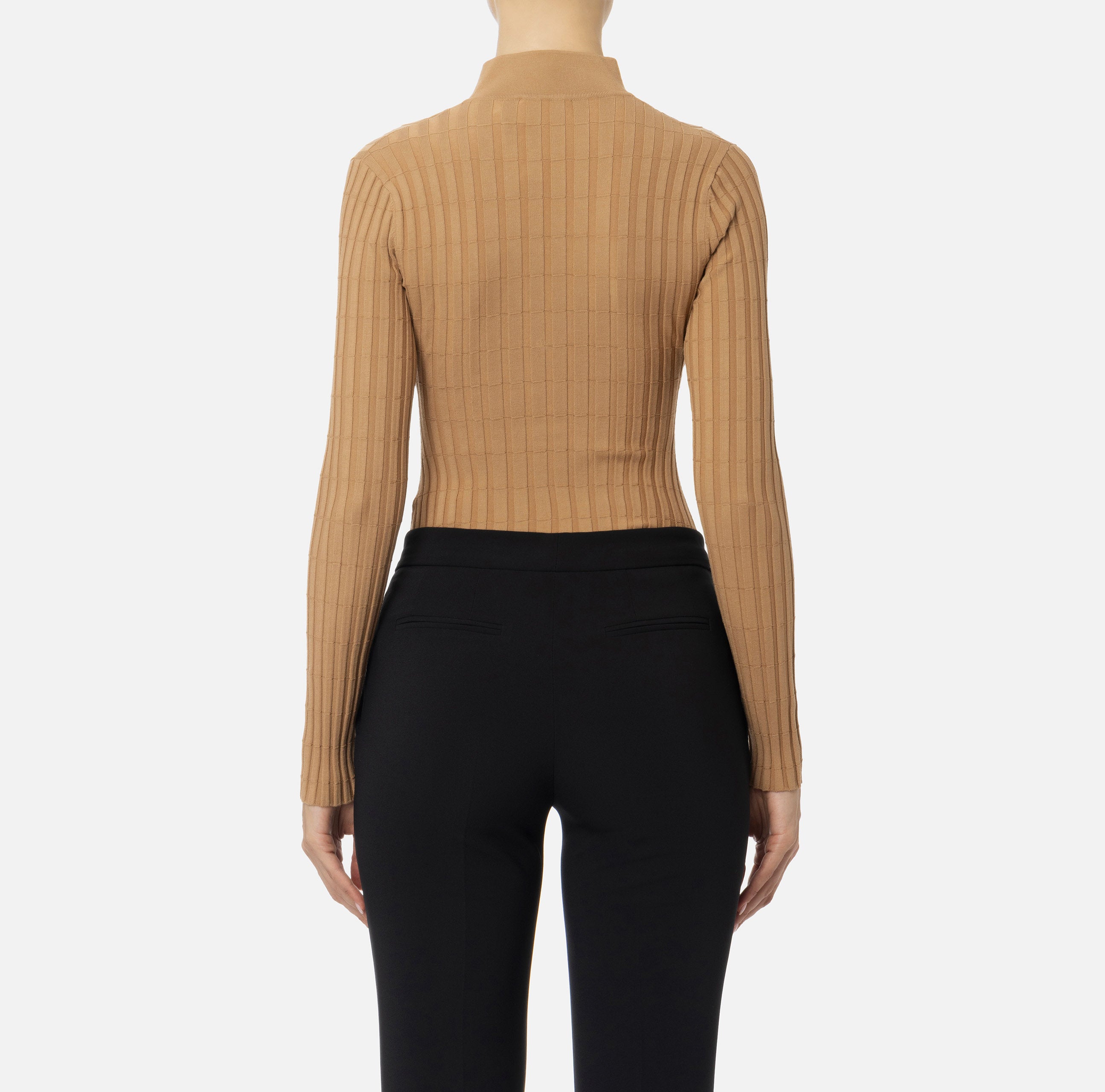 Maglia in viscosa a coste con bottoniera MK62S46E2 032 ELISABETTA FRANCHI Camel 