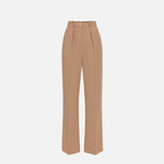 Pantalone dritto in crêpe fermo con rivetto stemma PA02646E2 032 ELISABETTA FRANCHI Camel 