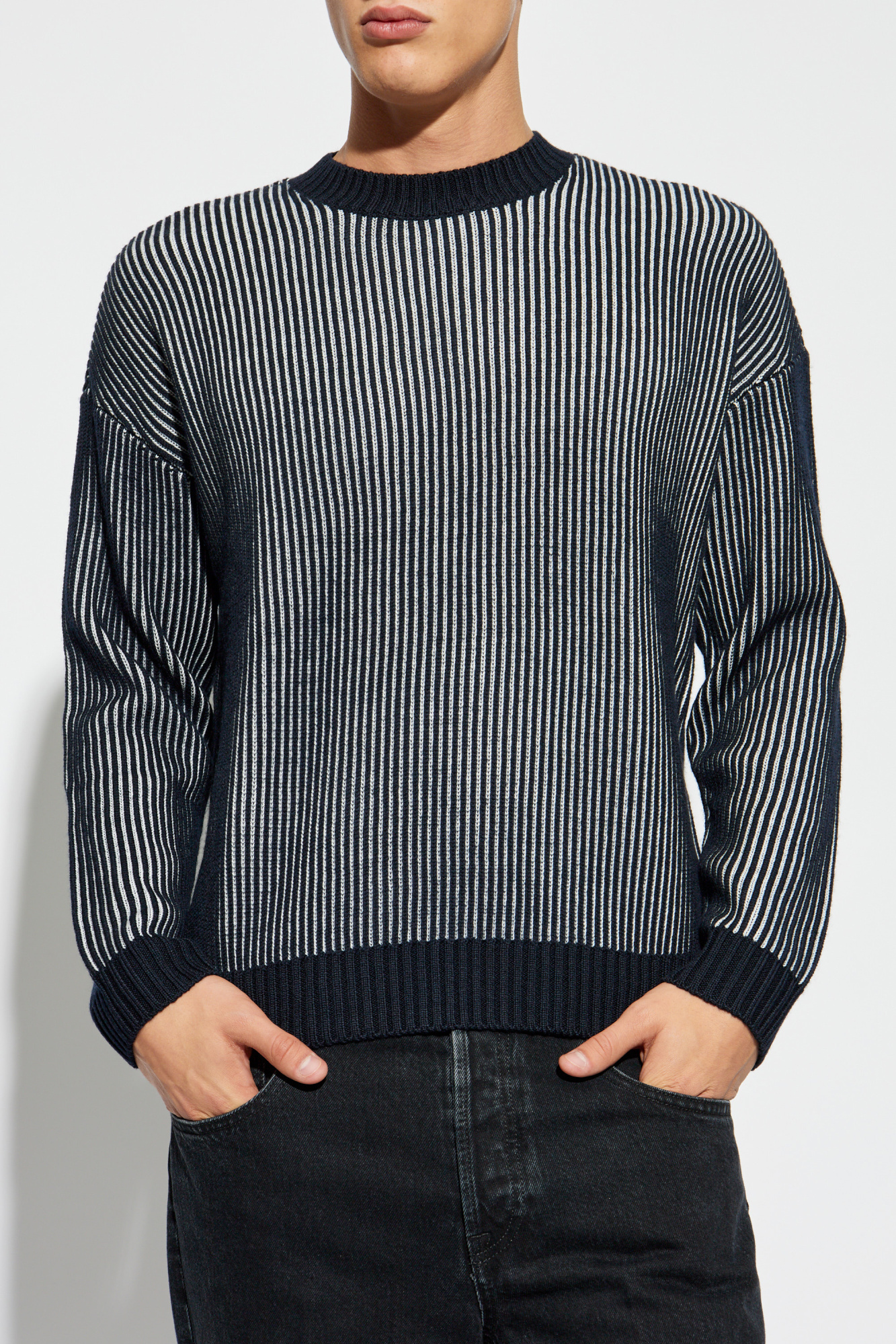 Maglia girocollo a coste inglesi 6D1MXA 1MJHZ 0920 EMPORIO ARMANI Blu navy 
