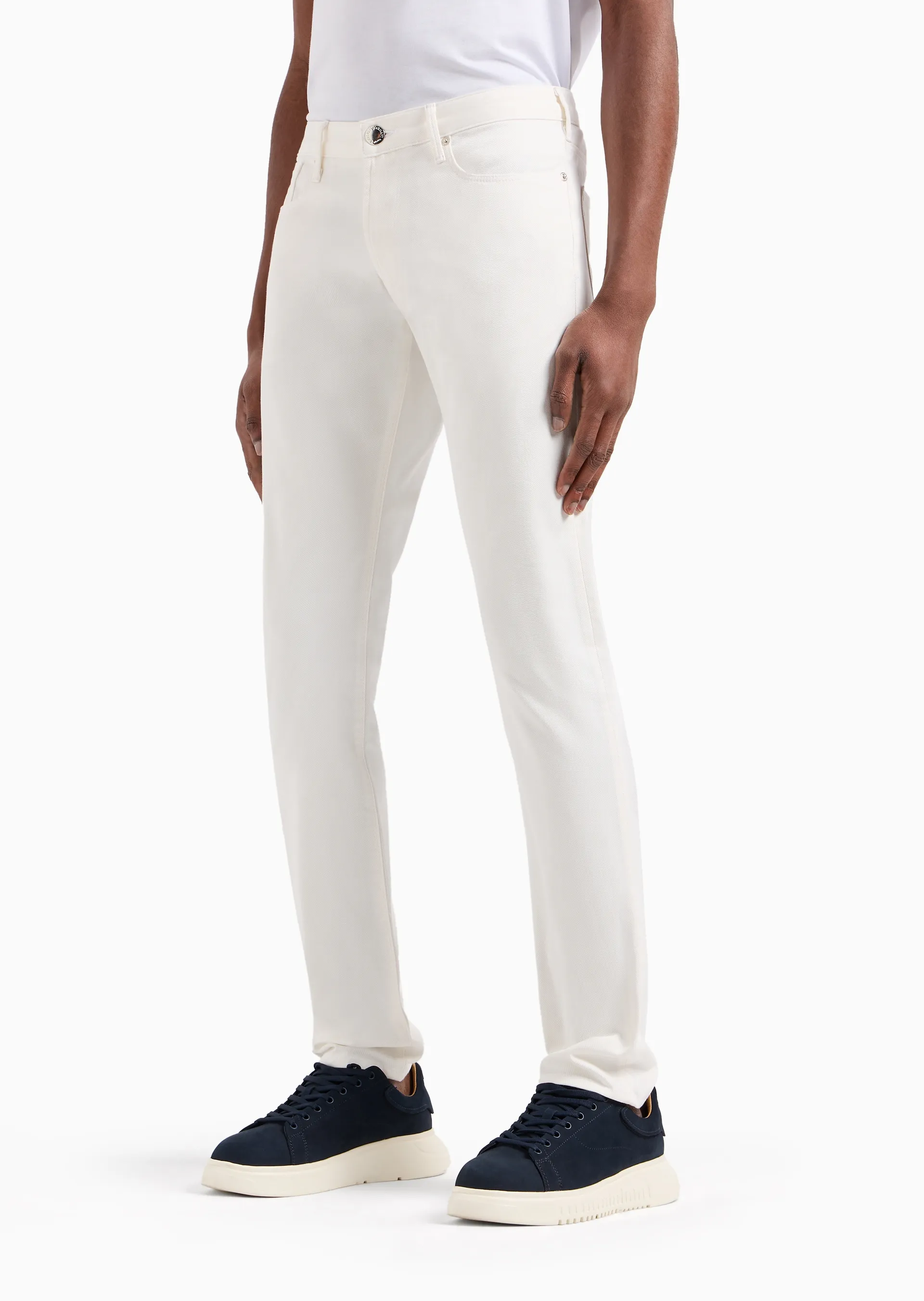 Pantaloni slim fit in twill stretch 8N1J06 1NJ9Z 0101 EMPORIO ARMANI Bianco caldo 