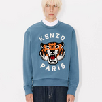 Felpa girocollo con ricamo FE68SW1064MF 67 KENZO Blu avio 