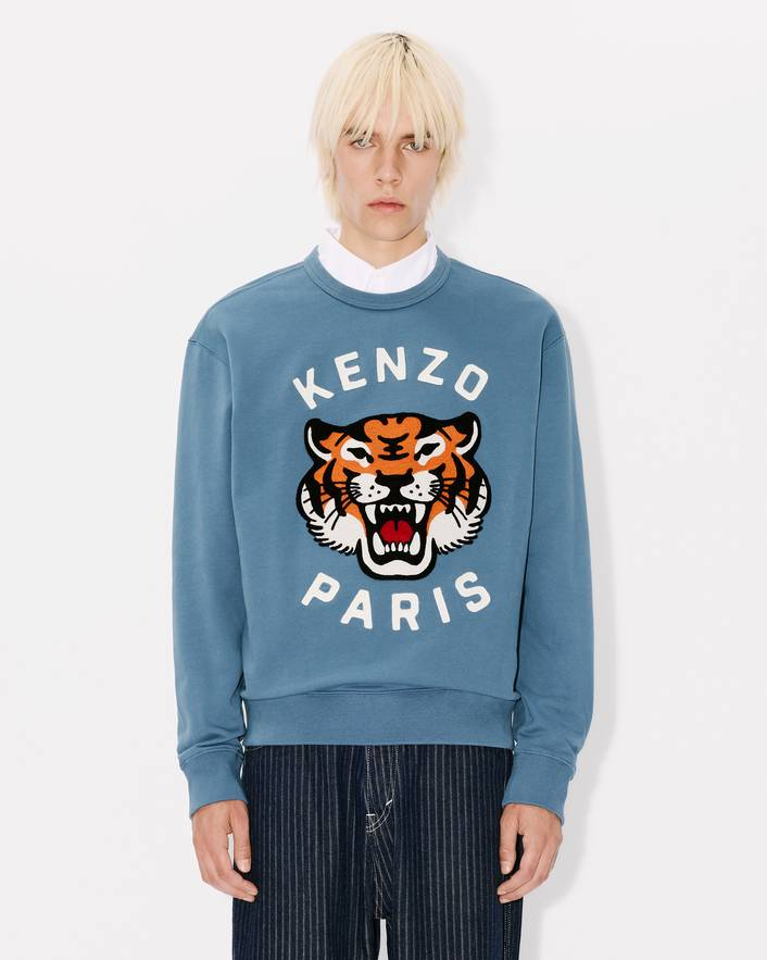 Felpa girocollo con ricamo FE68SW1064MF 67 KENZO Blu avio 