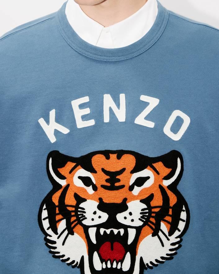 Felpa girocollo con ricamo FE68SW1064MF 67 KENZO Blu avio 