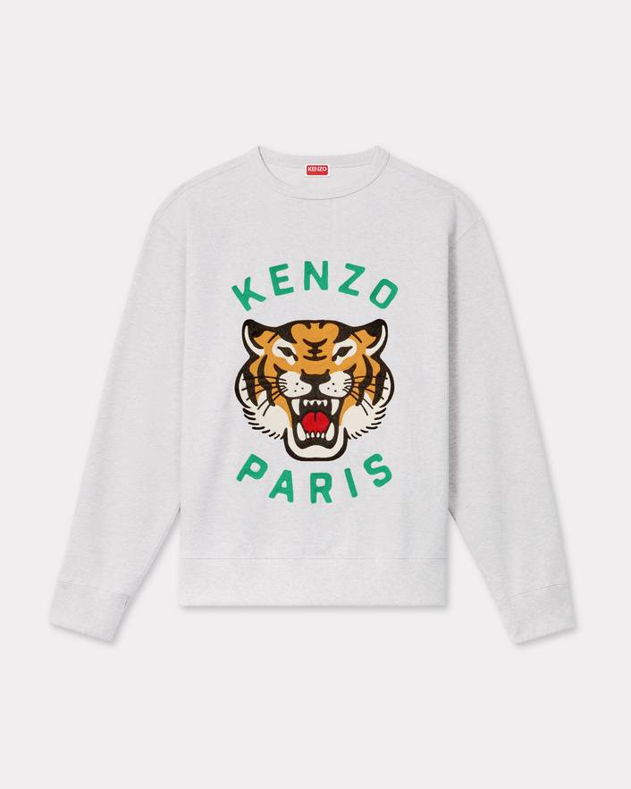 Felpa girocollo con ricamo FE68SW1064MF 93A KENZO Grigio melange 