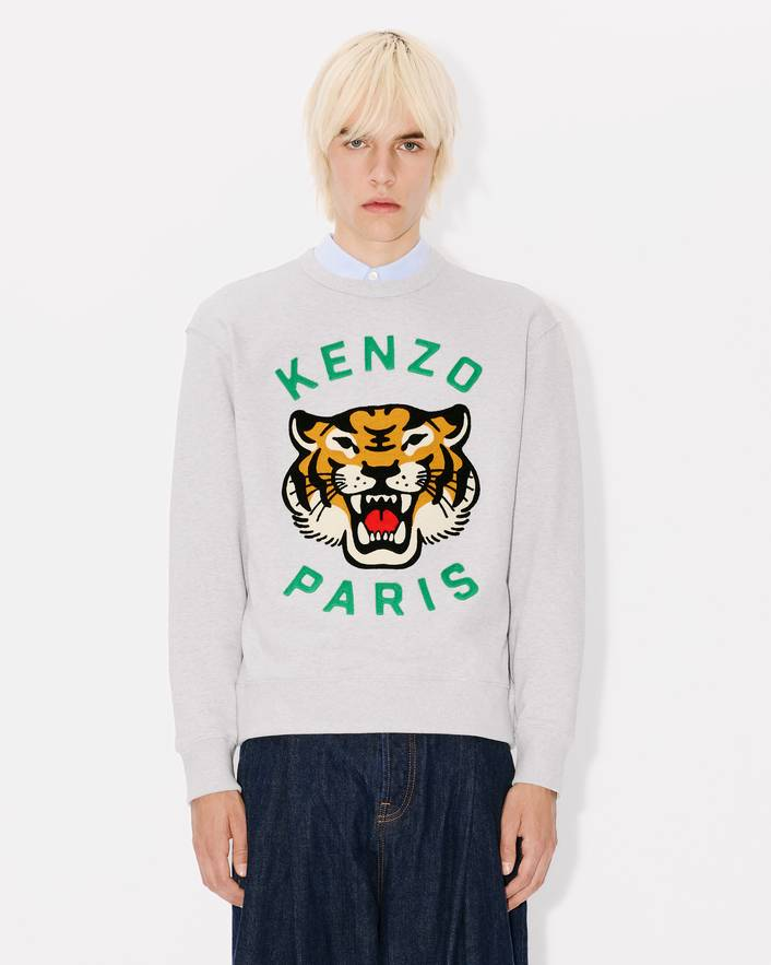 Felpa girocollo con ricamo FE68SW1064MF 93A KENZO Grigio melange 