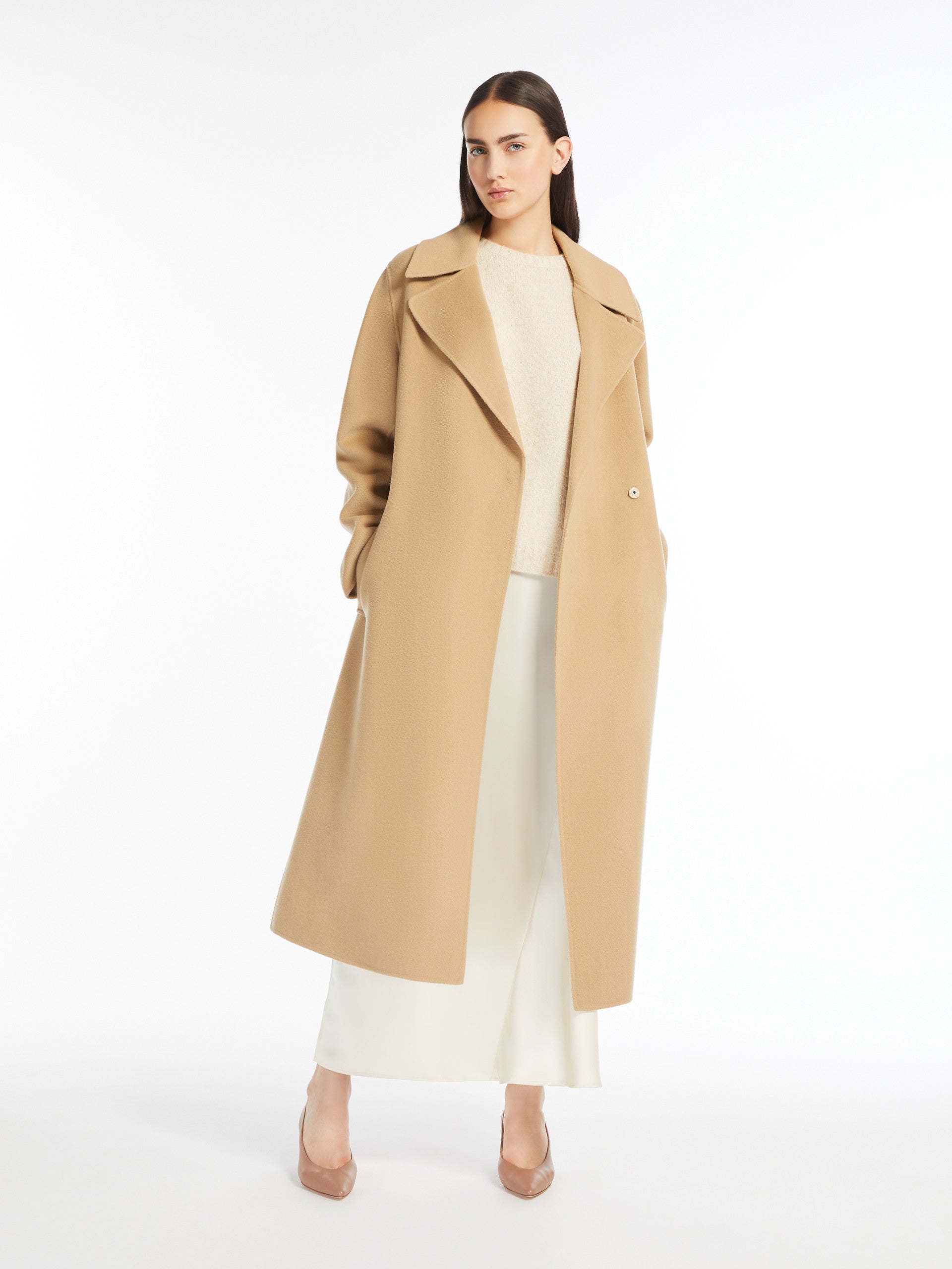 Cappotto lungo a vestaglia in lana 2425016041 065 MAX MARA WEEKEND Beige 
