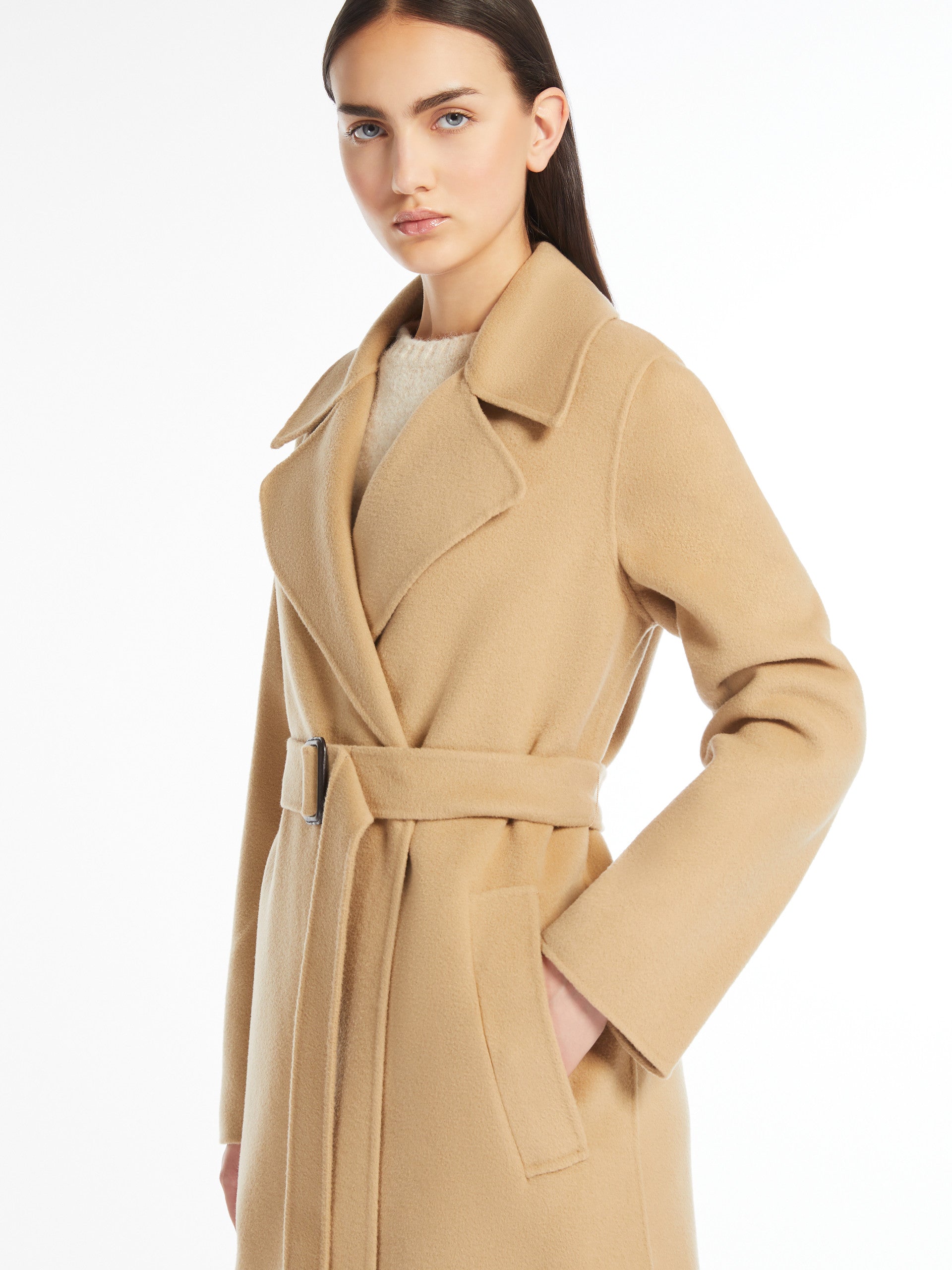 Cappotto lungo a vestaglia in lana 2425016041 065 MAX MARA WEEKEND Beige 