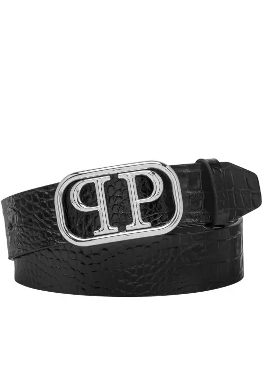 Cintura in pelle stampa cocco MAL0053 PLE010N 0291 PHILIPP PLEIN Black/nickel 