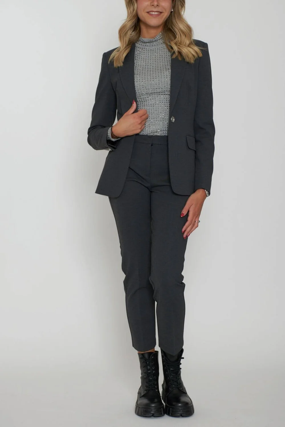 Blazer monopetto stretch 100254A24 I76 PINKO Grigio 