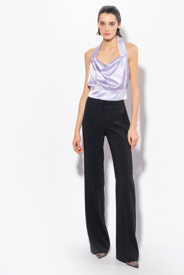 Pantaloni palazzo crêpe stretch 100331A20Q Z99 PINKO Black 