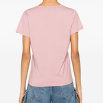 T-Shirt scollo a V con ricamo 100372A24E Q08 PINKO Rosa zefiro 