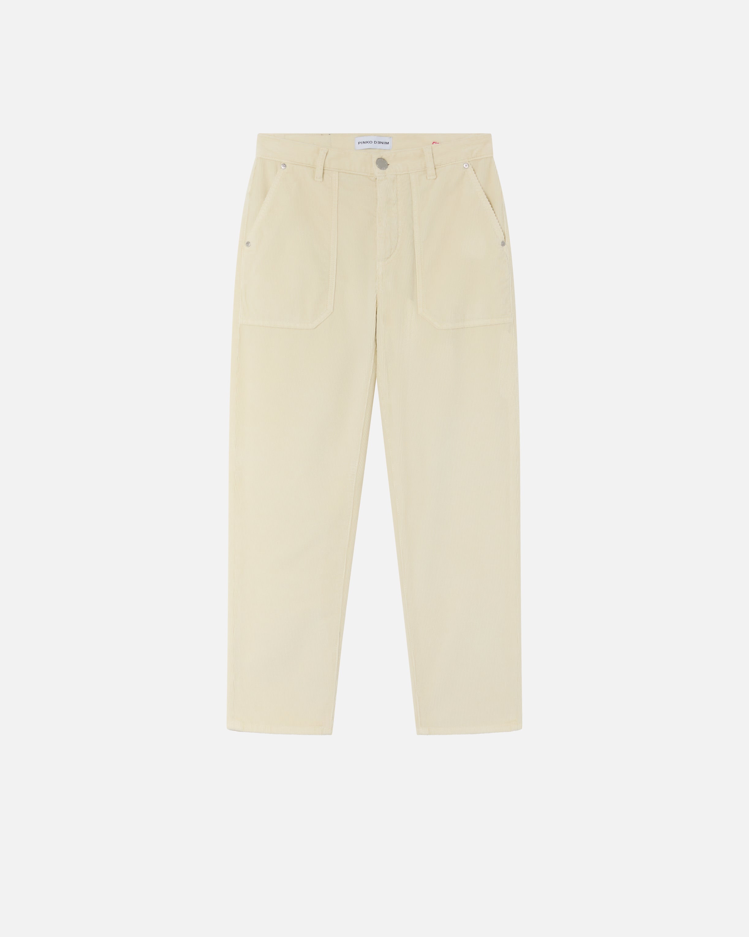 Pantaloni chino in velluto millerighe 102761A20R Z12 PINKO Bianco latte 