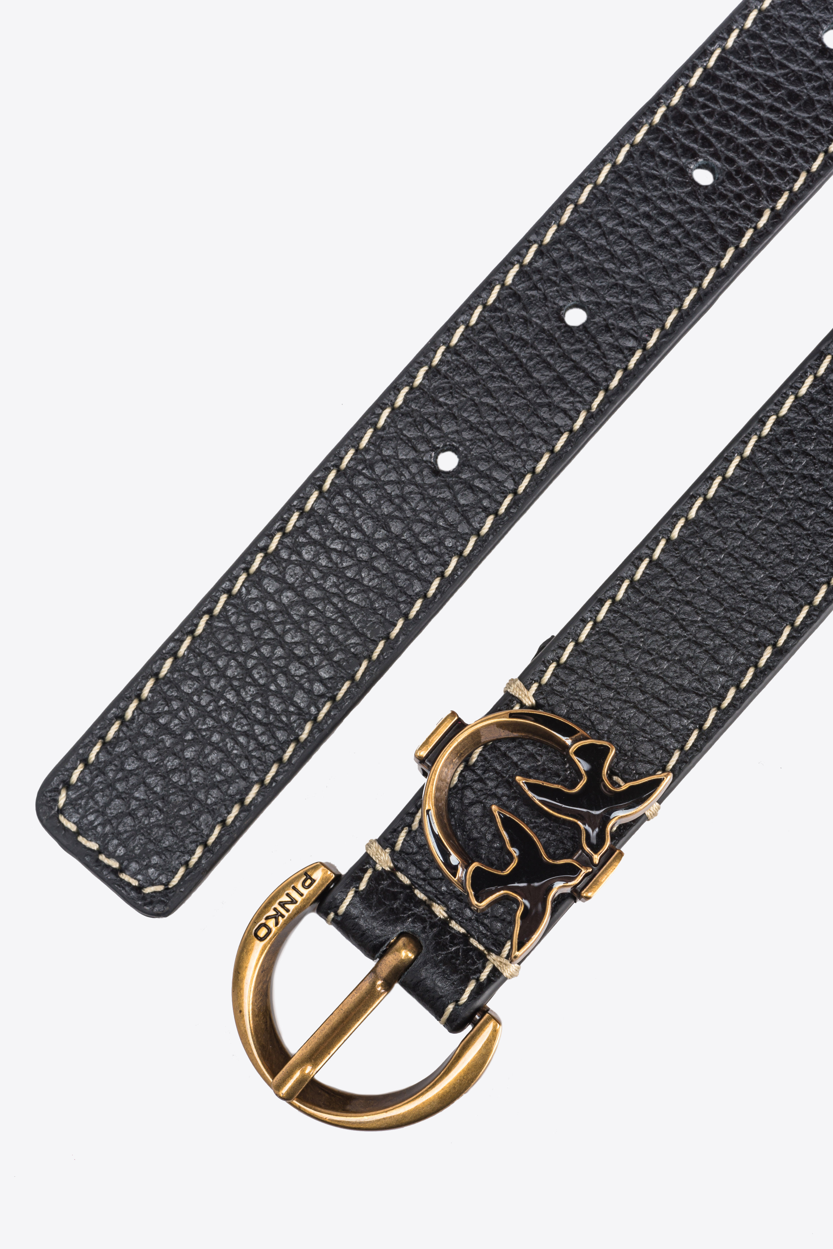 Cintura in pelle bottalata 102820A158 Z99Q PINKO Nero-antigue 