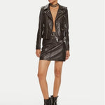 Biker in pelle 103897A21L M04 PINKO Marrone oltre buio 