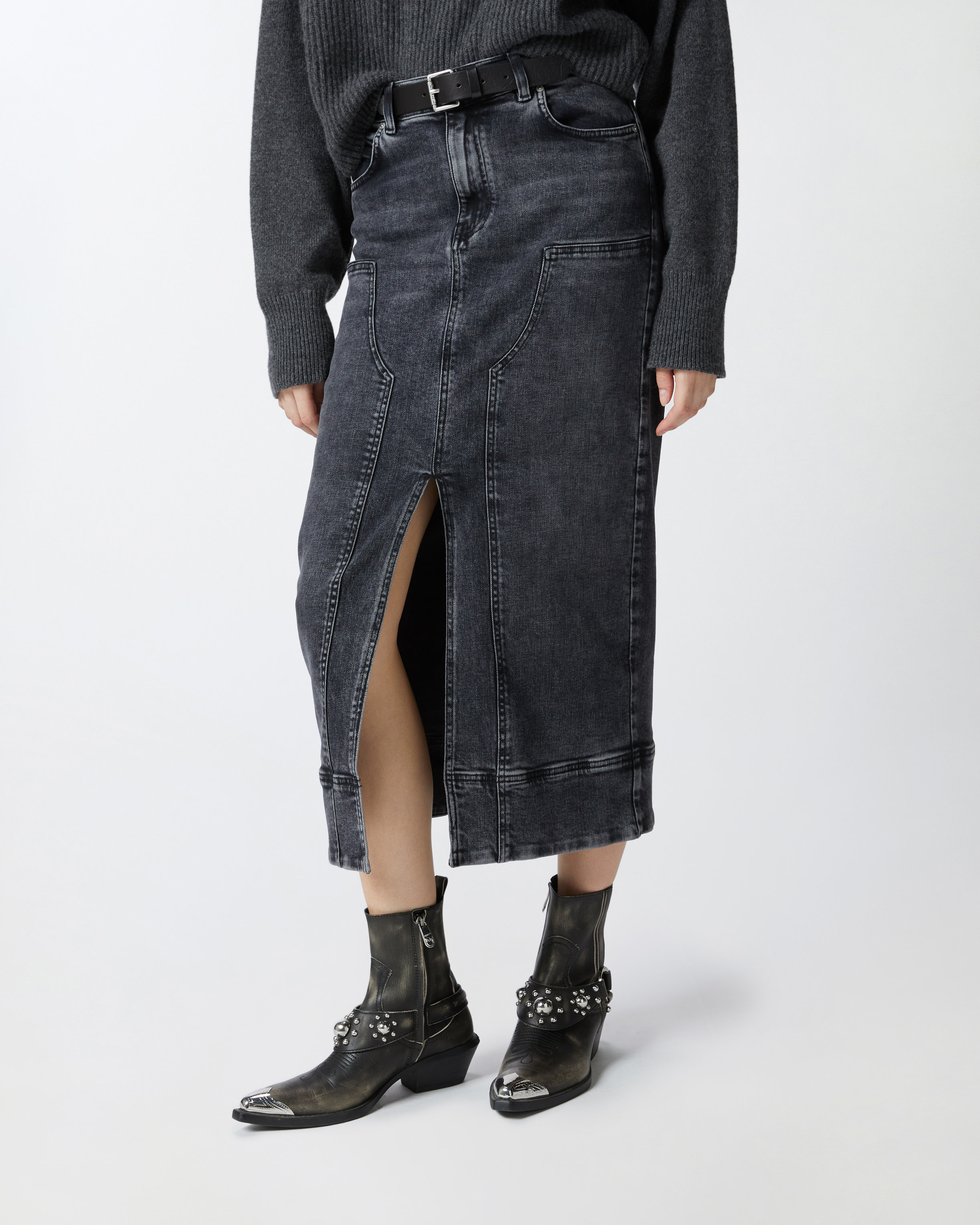 Maxi gonna denim dark grey 103903A20U PJY PINKO Dark grey 