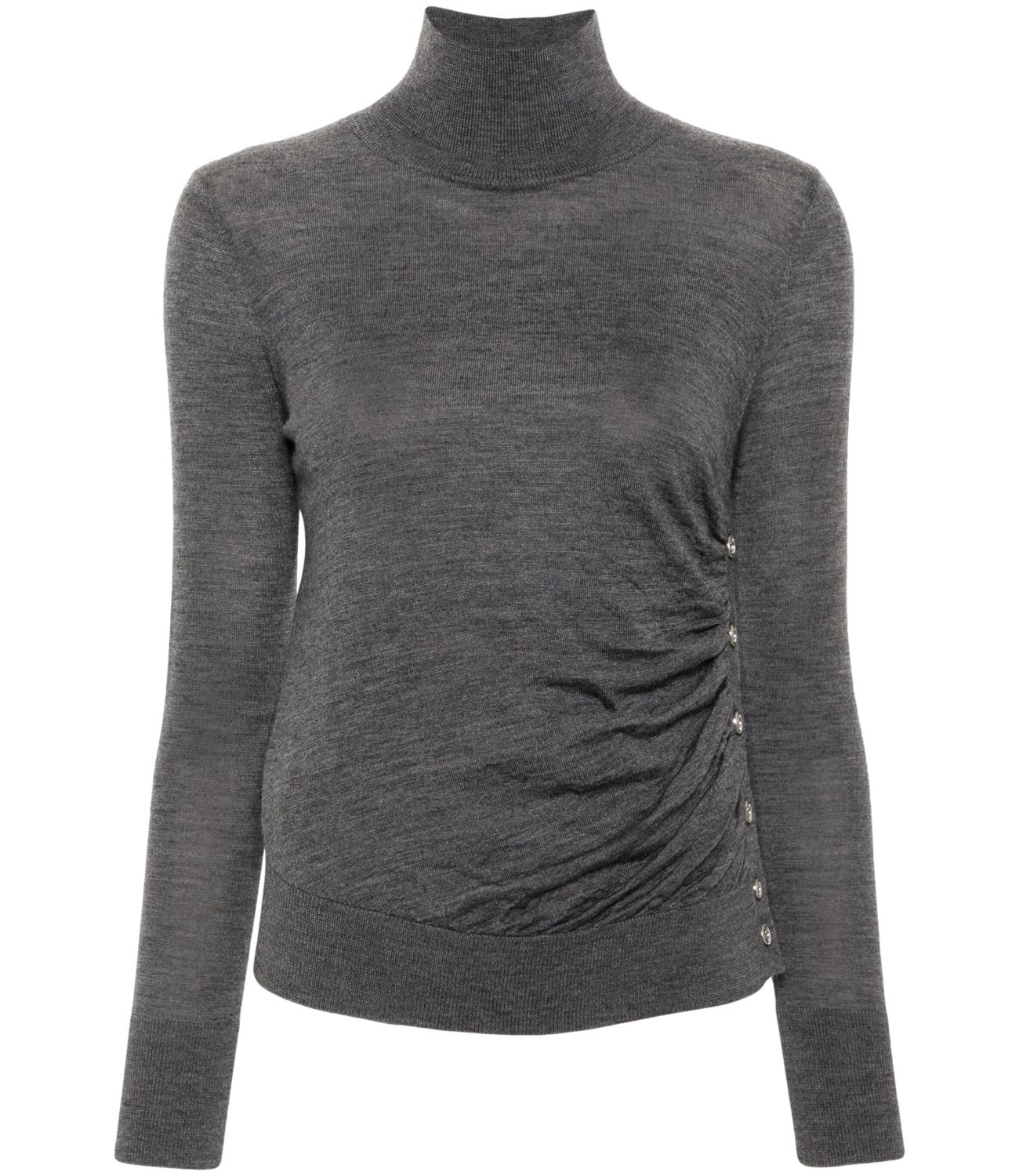 Dolcevita in lana con bottoni di lato 103932A189 I76 PINKO Grigio corvo 