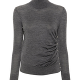 Dolcevita in lana con bottoni di lato 103932A189 I76 PINKO Grigio corvo 