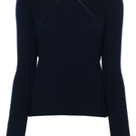 Maglia girocollo in cannetè di lana 104020A15S G03 PINKO Blu marino cupo 
