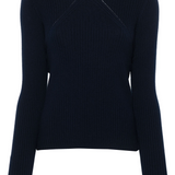 Maglia girocollo in cannetè di lana 104020A15S G03 PINKO Blu marino cupo 