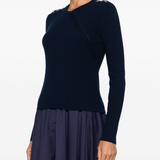Maglia girocollo in cannetè di lana 104020A15S G03 PINKO Blu marino cupo 