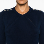 Maglia girocollo in cannetè di lana 104020A15S G03 PINKO Blu marino cupo 