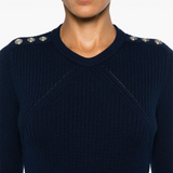 Maglia girocollo in cannetè di lana 104020A15S G03 PINKO Blu marino cupo 