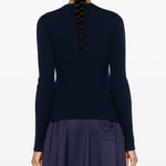Maglia girocollo in cannetè di lana 104020A15S G03 PINKO Blu marino cupo 