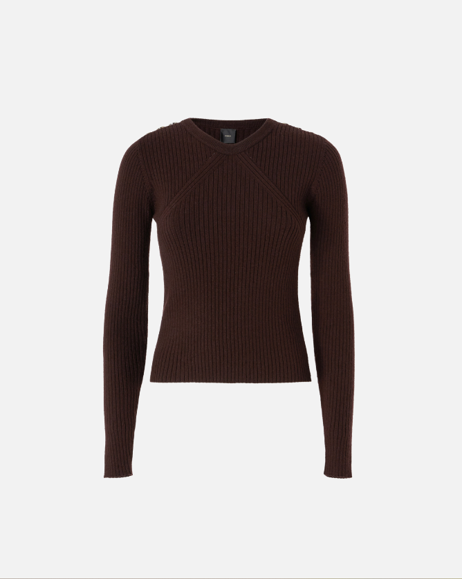 Maglia girocollo in cannetè di lana 104020A15S M28 PINKO Testa di moro 