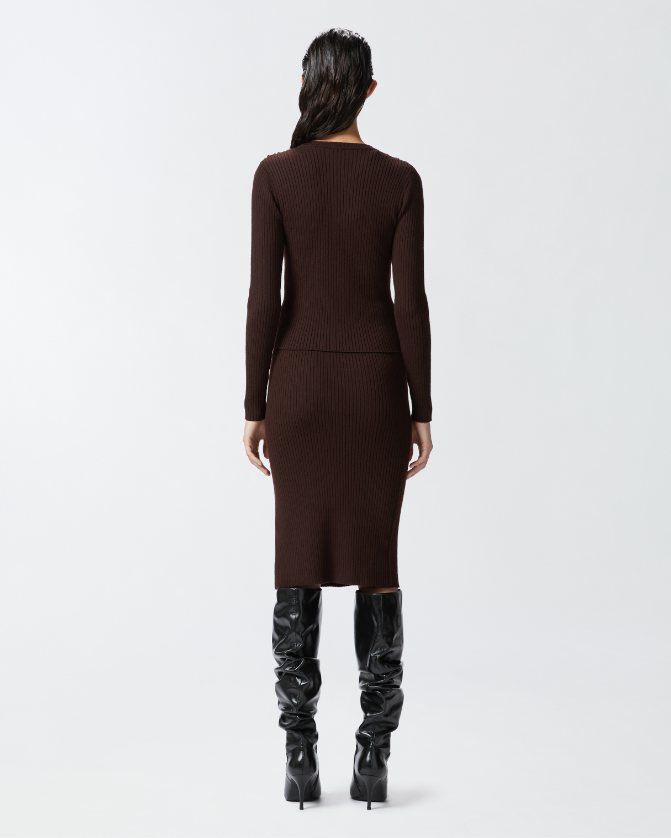 Maglia girocollo in cannetè di lana 104020A15S M28 PINKO Testa di moro 