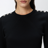 Maglia girocollo in cannetè di lana 104020A15S Z99 PINKO Nero 