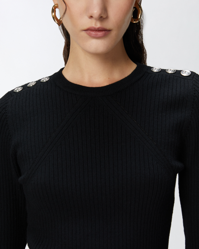 Maglia girocollo in cannetè di lana 104020A15S Z99 PINKO Nero 