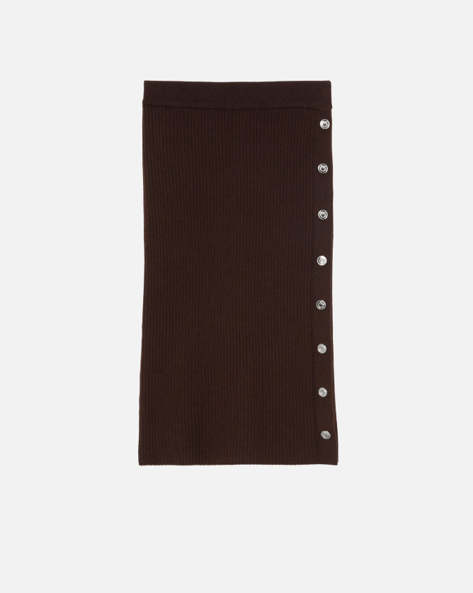 Gonna longuette in maglia a costine con bottoni 104021A15S M28 PINKO Testa di moro 