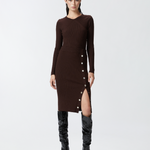 Gonna longuette in maglia a costine con bottoni 104021A15S M28 PINKO Testa di moro 