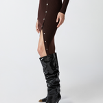 Gonna longuette in maglia a costine con bottoni 104021A15S M28 PINKO Testa di moro 