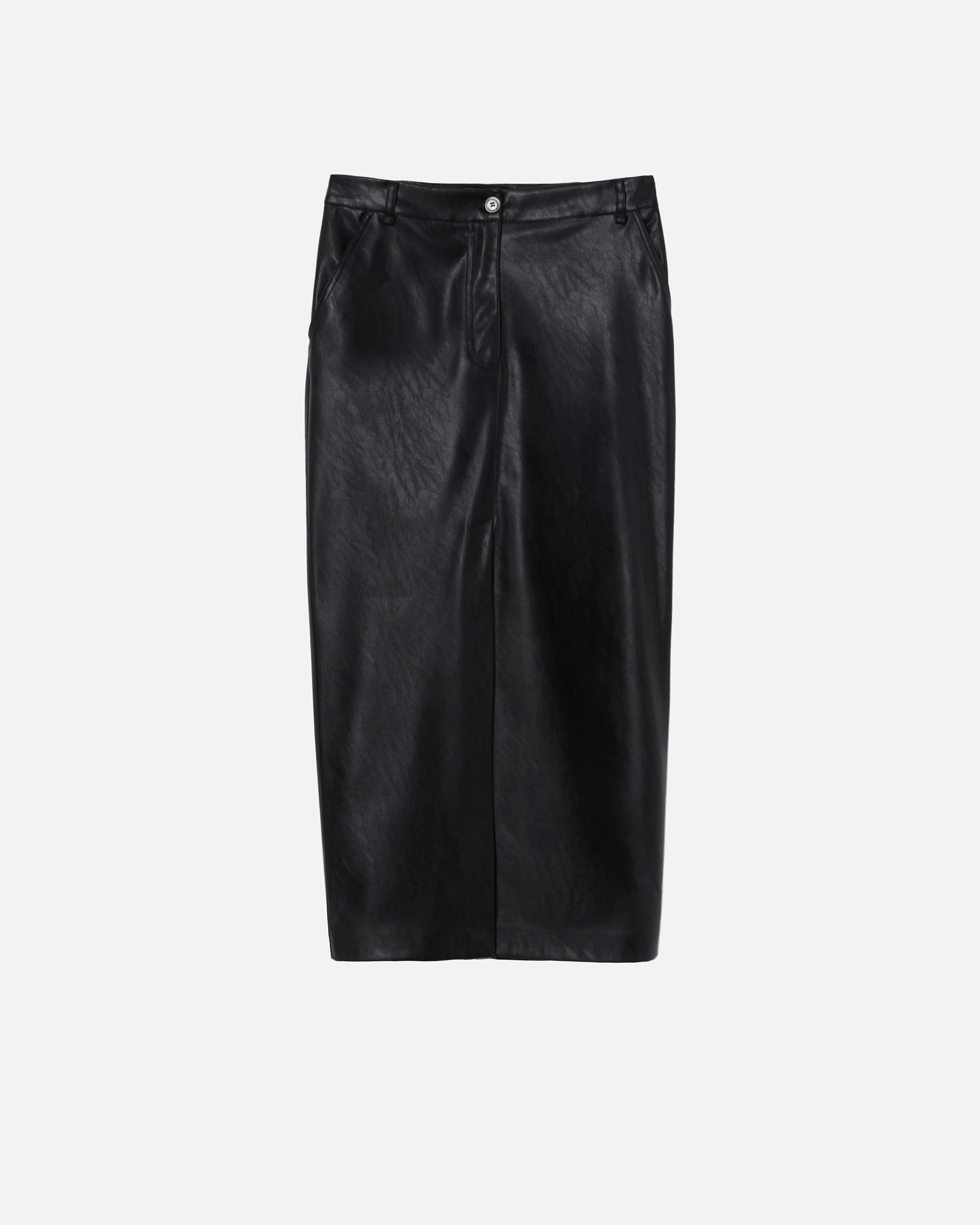 Gonna midi effetto pelle con spacco al fondo 1041457105 Z99 PINKO Black 