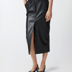 Gonna midi effetto pelle con spacco al fondo 1041457105 Z99 PINKO Black 