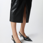 Gonna midi effetto pelle con spacco al fondo 1041457105 Z99 PINKO Black 