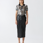 Gonna midi effetto pelle con spacco al fondo 1041457105 Z99 PINKO Black 