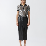 Gonna midi effetto pelle con spacco al fondo 1041457105 Z99 PINKO Black 