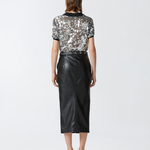 Gonna midi effetto pelle con spacco al fondo 1041457105 Z99 PINKO Black 