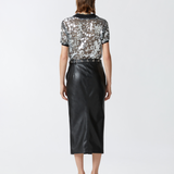 Gonna midi effetto pelle con spacco al fondo 1041457105 Z99 PINKO Black 
