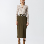 Gonna lunga utility tessuto fluido<BR/><BR/> 104190A18E X93 PINKO Verde-amazzonia 