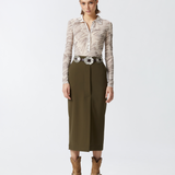 Gonna lunga utility tessuto fluido<BR/><BR/> 104190A18E X93 PINKO Verde-amazzonia 