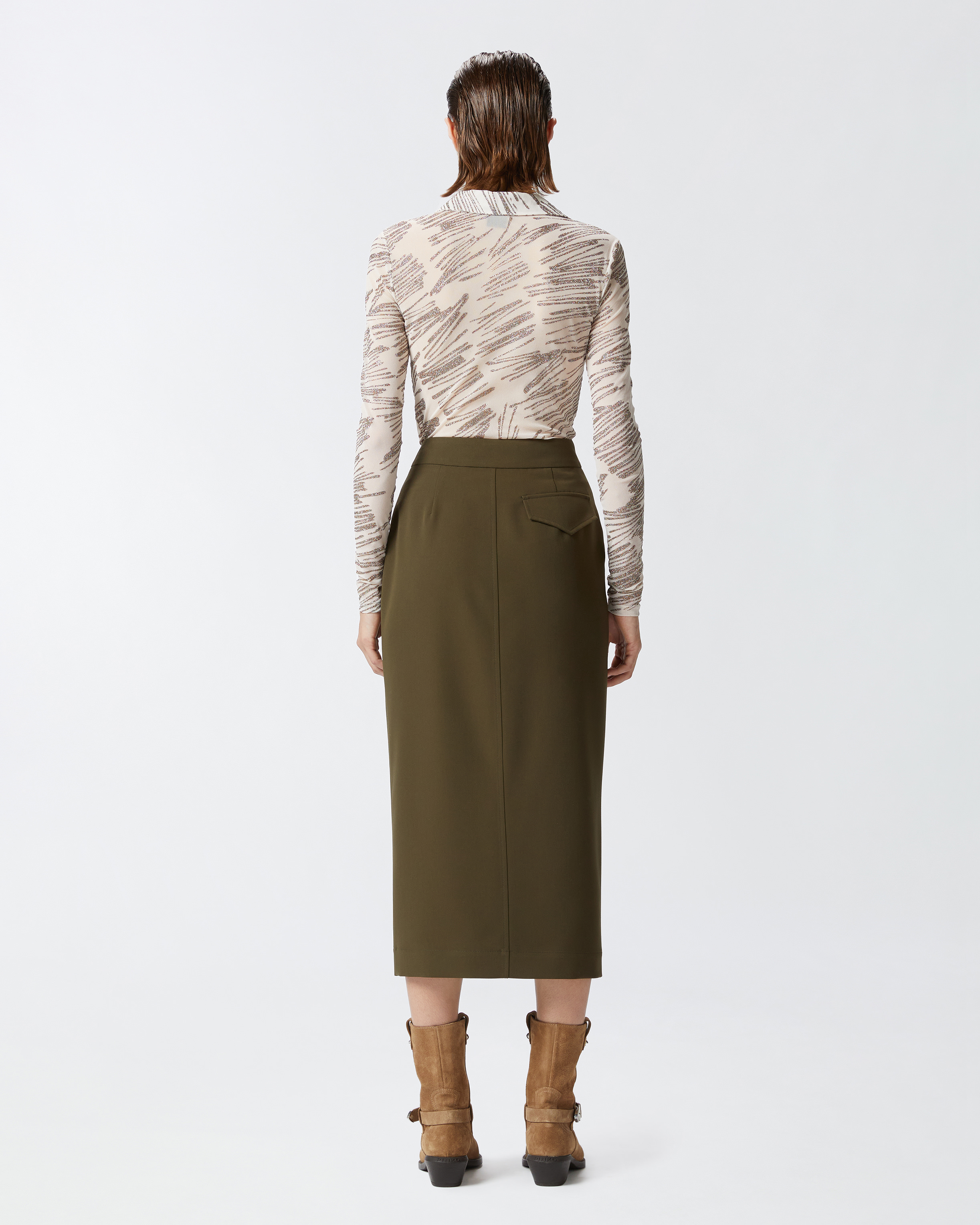 Gonna lunga utility tessuto fluido<BR/><BR/> 104190A18E X93 PINKO Verde-amazzonia 