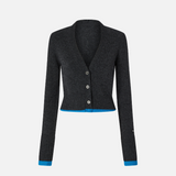 Cardigan corto in lana cachemire con contrasti 104469A277 IE0 PINKO Grigio/turchese 