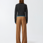 Cardigan corto in lana cachemire con contrasti 104469A277 IE0 PINKO Grigio/turchese 