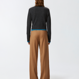 Cardigan corto in lana cachemire con contrasti 104469A277 IE0 PINKO Grigio/turchese 
