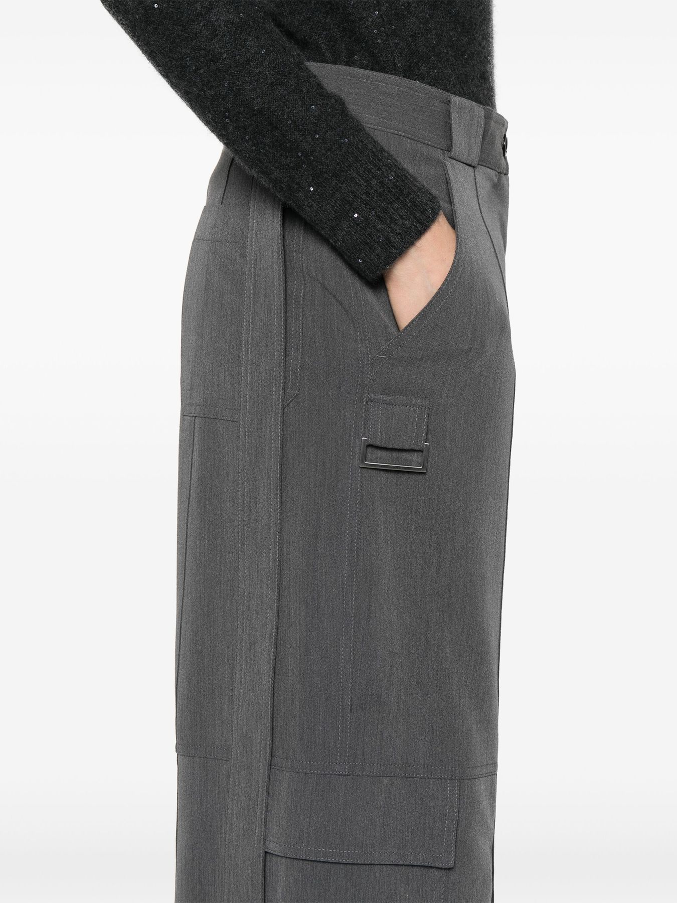 Pantaloni cargo fluidi a gamba ampia 104480A18E I72 PINKO Grigio 