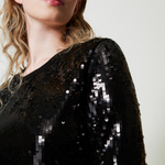 Maglia con ricamo in full paillettes 242TT3141 00006 TWIN SET Nero 